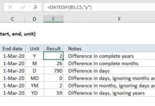 Hàm DATEDIF trên Excel