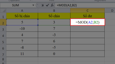 Cách sử dụng hàm MOD trong Excel để chia lấy phần dư