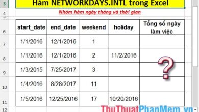 Cách sử dụng hàm NETWORKDAYS.INTL để tính số ngày làm việc giữa 2 ngày và cách xác định ngày cuối tuần trong Excel